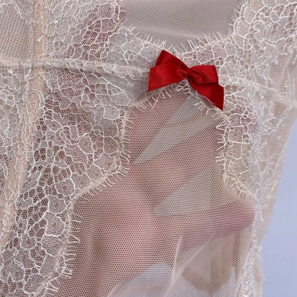 Victoria's‎ Secret blush pink lace sheer corset cami size 36C key hole back sexy
